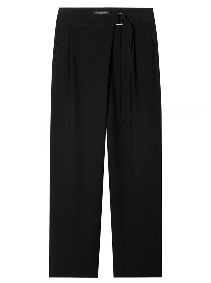Luisa Cerano Pantalon – Zwart-69% triacetaat, 31% polyester-DAMES BROEKEN-Zwart