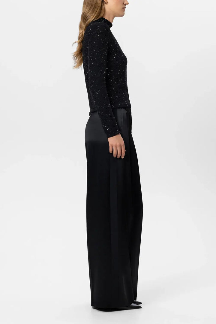 Luisa Cerano Pantalon – Zwart-80% triacetaat, 20% polyester-DAMES BROEKEN-Zwart