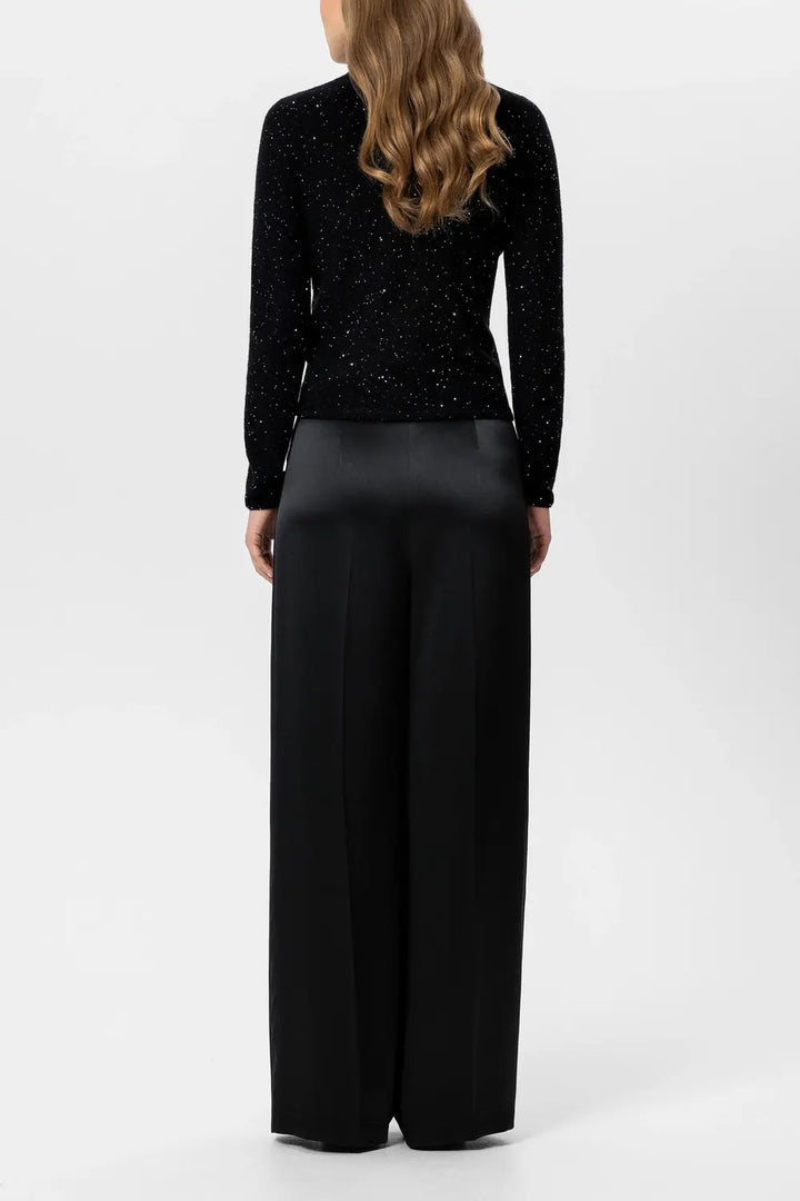 Luisa Cerano Pantalon – Zwart-80% triacetaat, 20% polyester-DAMES BROEKEN-Zwart