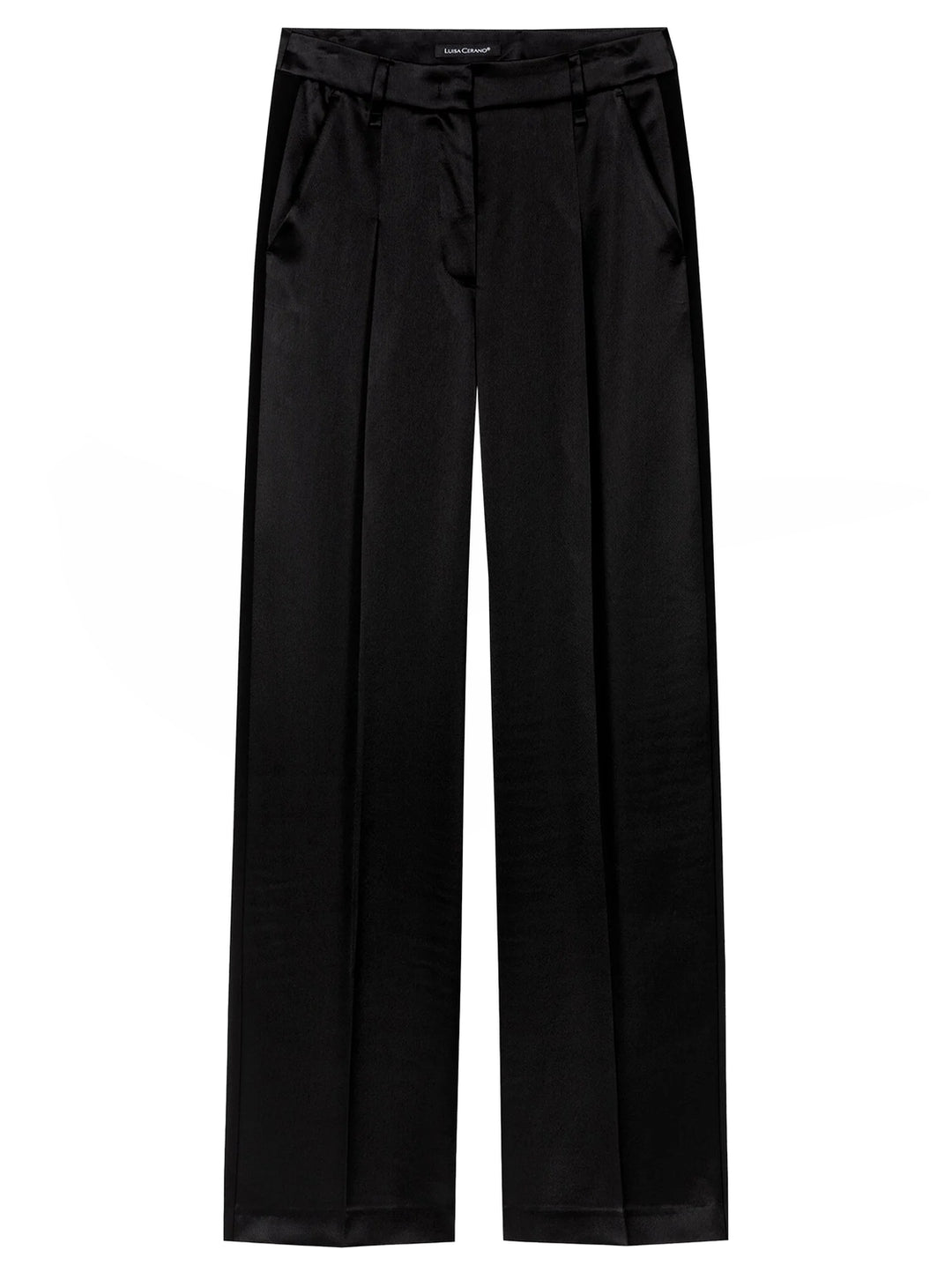 Luisa Cerano Pantalon – Zwart-80% triacetaat, 20% polyester-DAMES BROEKEN-Zwart