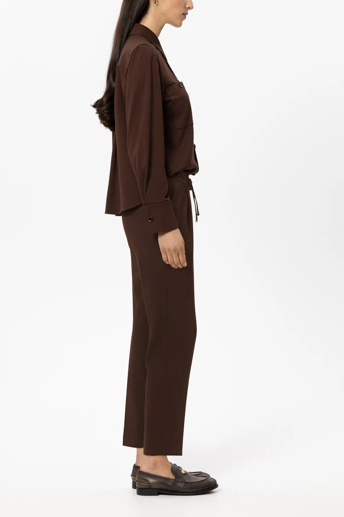 Luisa Cerano Punto-Milano Joggpants – Bruin-53% viscose, 41% polyamide, 6% elastaan-DAMES BROEKEN-Bruin