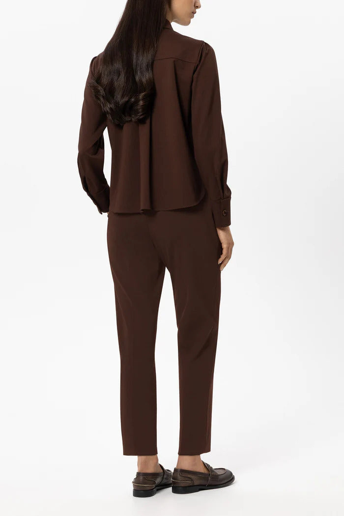 Luisa Cerano Punto-Milano Joggpants – Bruin-53% viscose, 41% polyamide, 6% elastaan-DAMES BROEKEN-Bruin