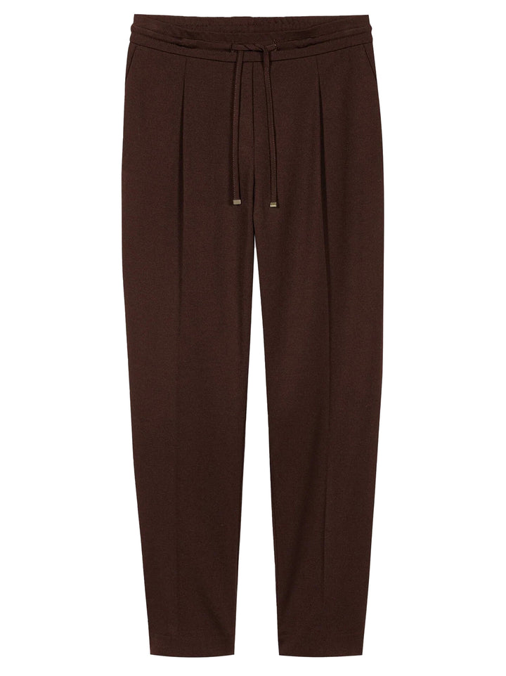 Luisa Cerano Punto-Milano Joggpants – Bruin-53% viscose, 41% polyamide, 6% elastaan-DAMES BROEKEN-Bruin