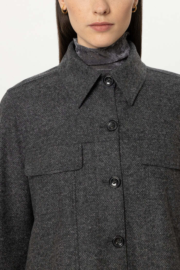 Luisa Cerano Punto Milano Shirt Jacket – Antraciet-32% Polyester, 25% Polyamid, 25% Viskose, 14% Wolle, 4% Elasthan-DAMES