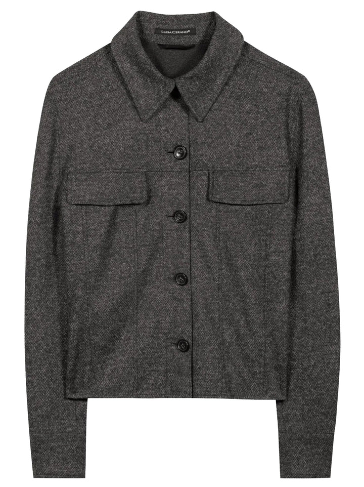 Luisa Cerano Punto Milano Shirt Jacket – Antraciet-32% Polyester, 25% Polyamid, 25% Viskose, 14% Wolle, 4% Elasthan-DAMES