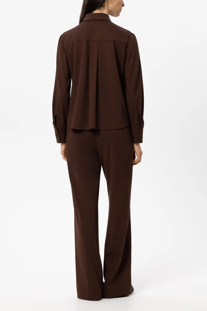 Luisa Cerano Punto-Milano Wideleg Pantalon – Bruin-53% viscose, 41% polyamide, 6% elastaan-DAMES BROEKEN-Bruin