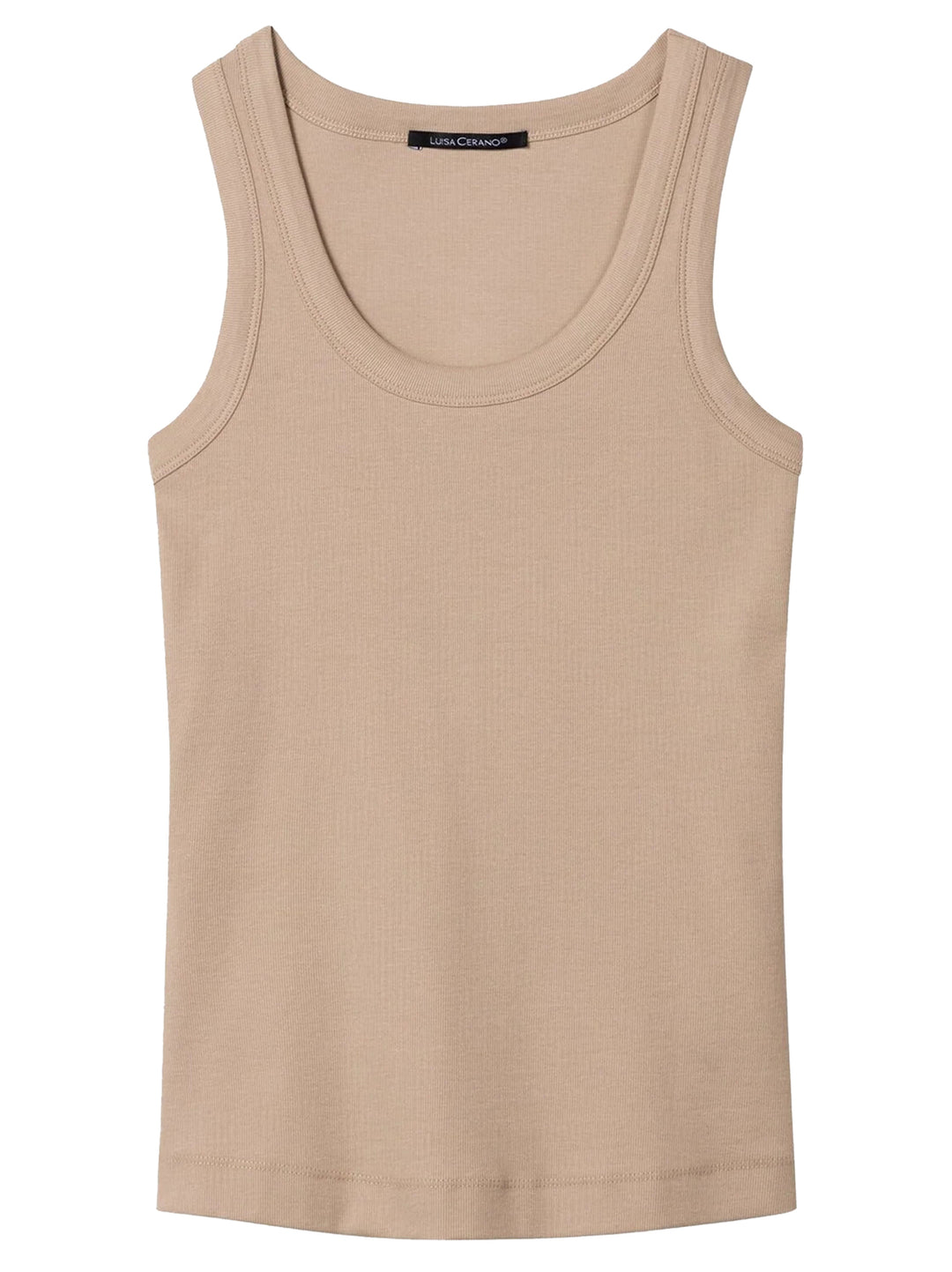 Luisa Cerano Rib Tanktop – Beige-100% katoen-DAMES TOPS & BLOUSES-Beige