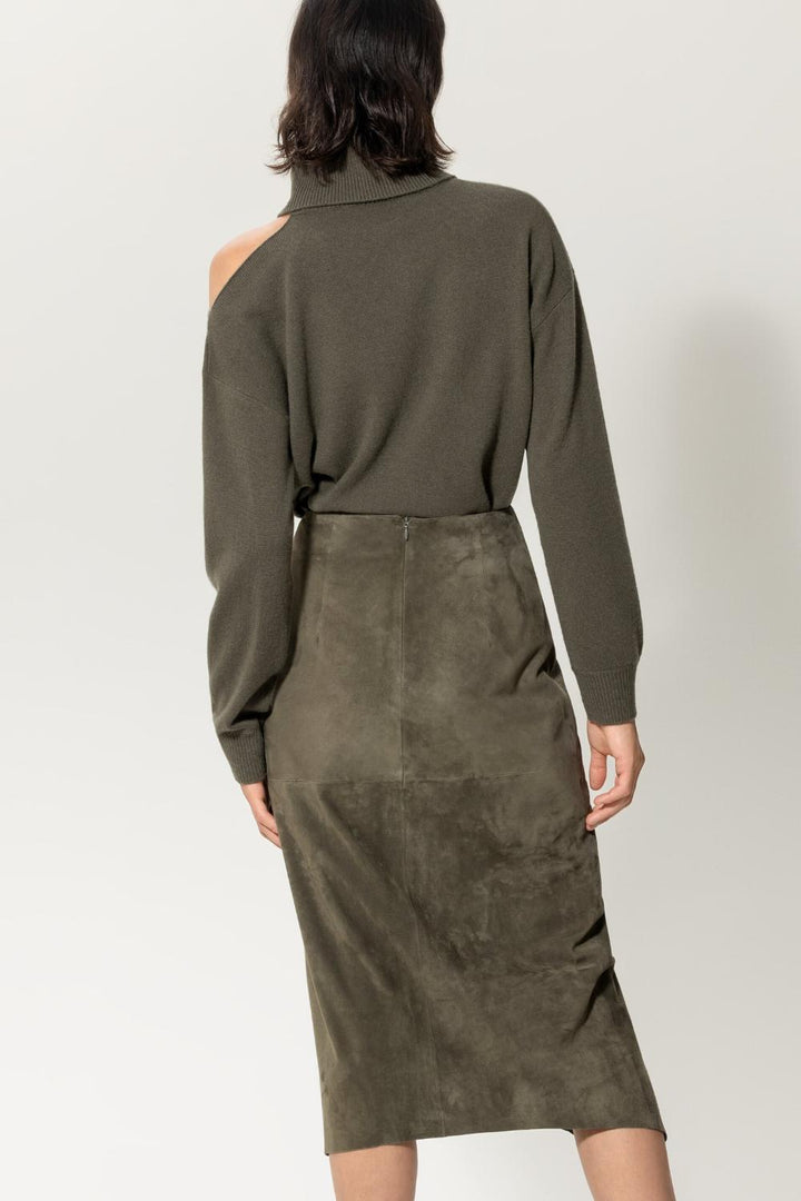 Luisa Cerano rok-100% suede-DAMES ROKKEN-Groen