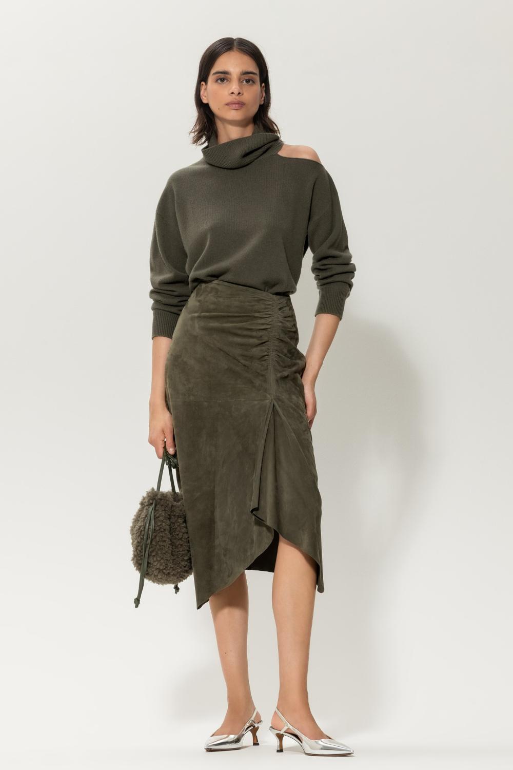 Luisa Cerano rok-100% suede-DAMES ROKKEN-Groen