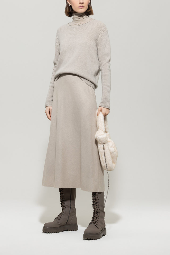 Luisa Cerano Rok – Beige-58% wool, 39% polyamide, 3% elastane-DAMES ROKKEN-Beige