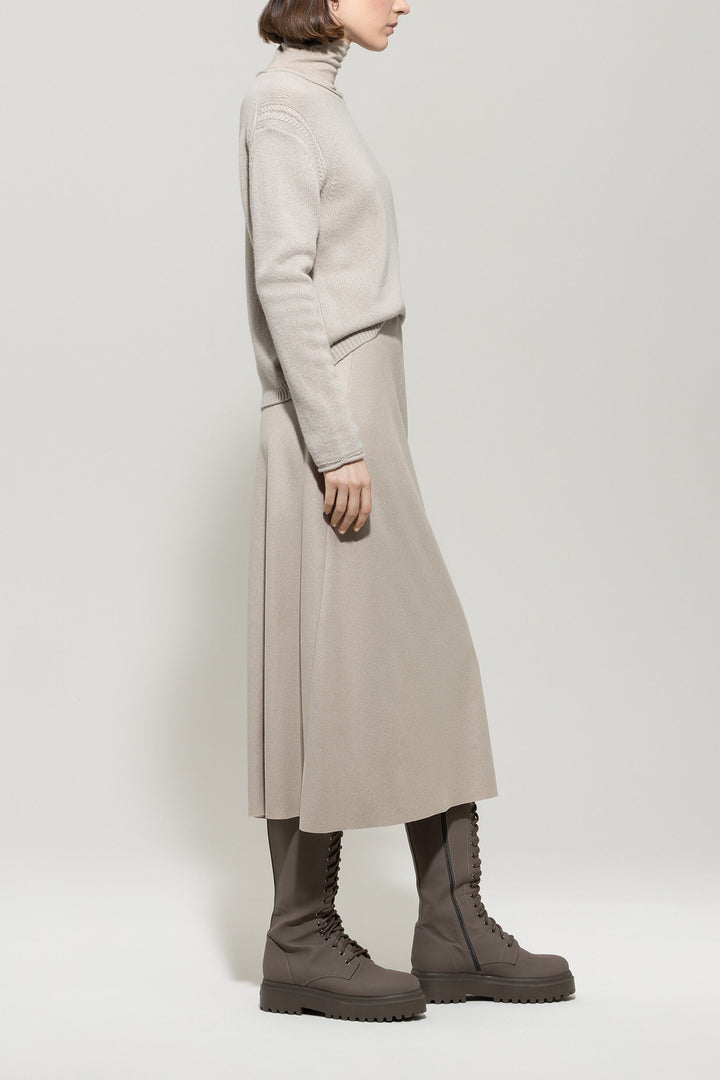 Luisa Cerano Rok – Beige-58% wool, 39% polyamide, 3% elastane-DAMES ROKKEN-Beige