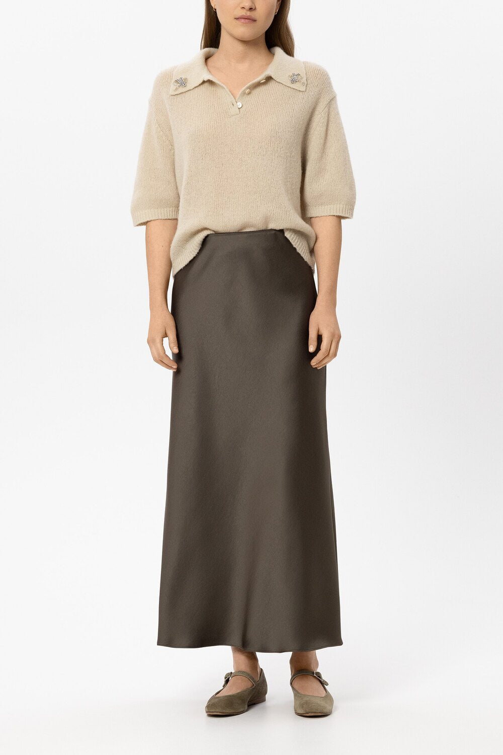Luisa Cerano Rok in A-lijn – Bruin-100% polyester-DAMES ROKKEN-Bruin
