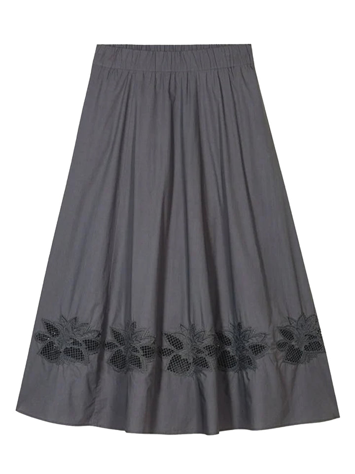 Luisa Cerano rok met borduurwerk-100% katoen-DAMES ROKKEN-Grijs