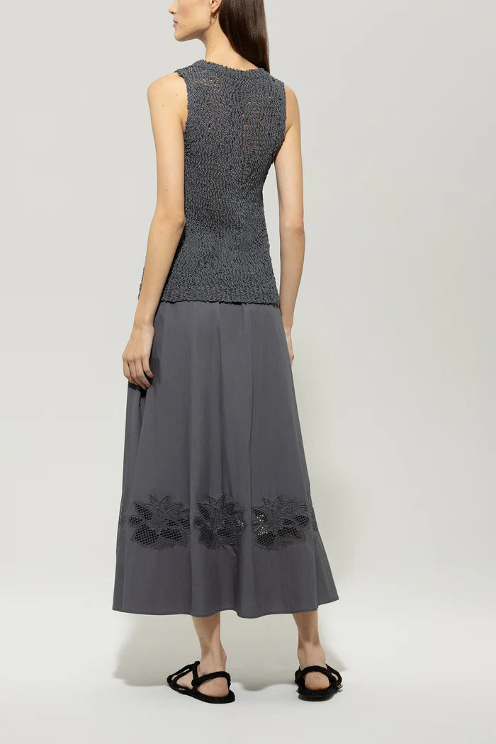 Luisa Cerano rok met borduurwerk-100% katoen-DAMES ROKKEN-Grijs