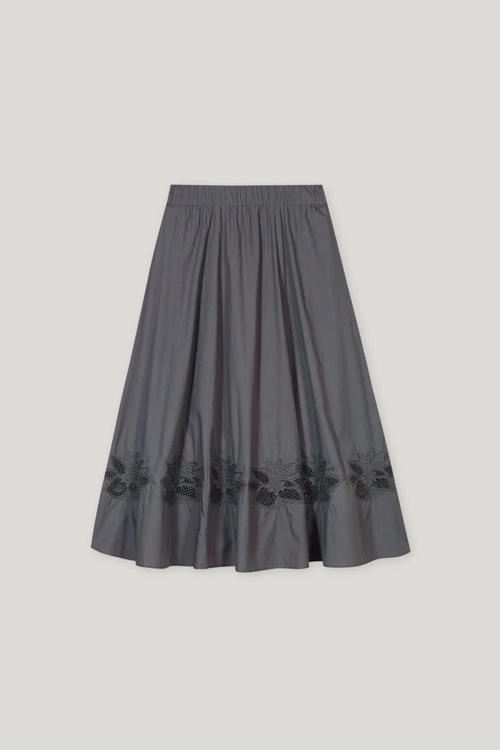 Luisa Cerano rok met borduurwerk-100% katoen-DAMES ROKKEN-Grijs