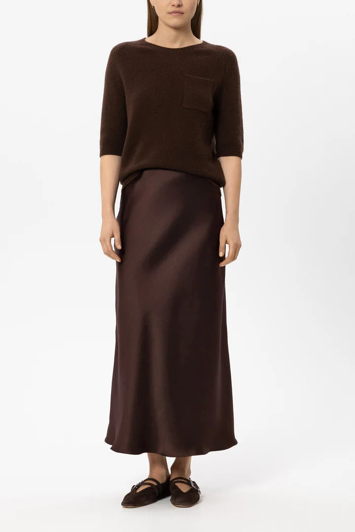Luisa Cerano Satijnen Rok – Bruin-100% polyester-DAMES ROKKEN-Bruin