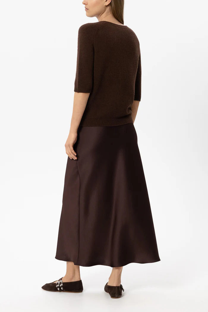 Luisa Cerano Satijnen Rok – Bruin-100% polyester-DAMES ROKKEN-Bruin