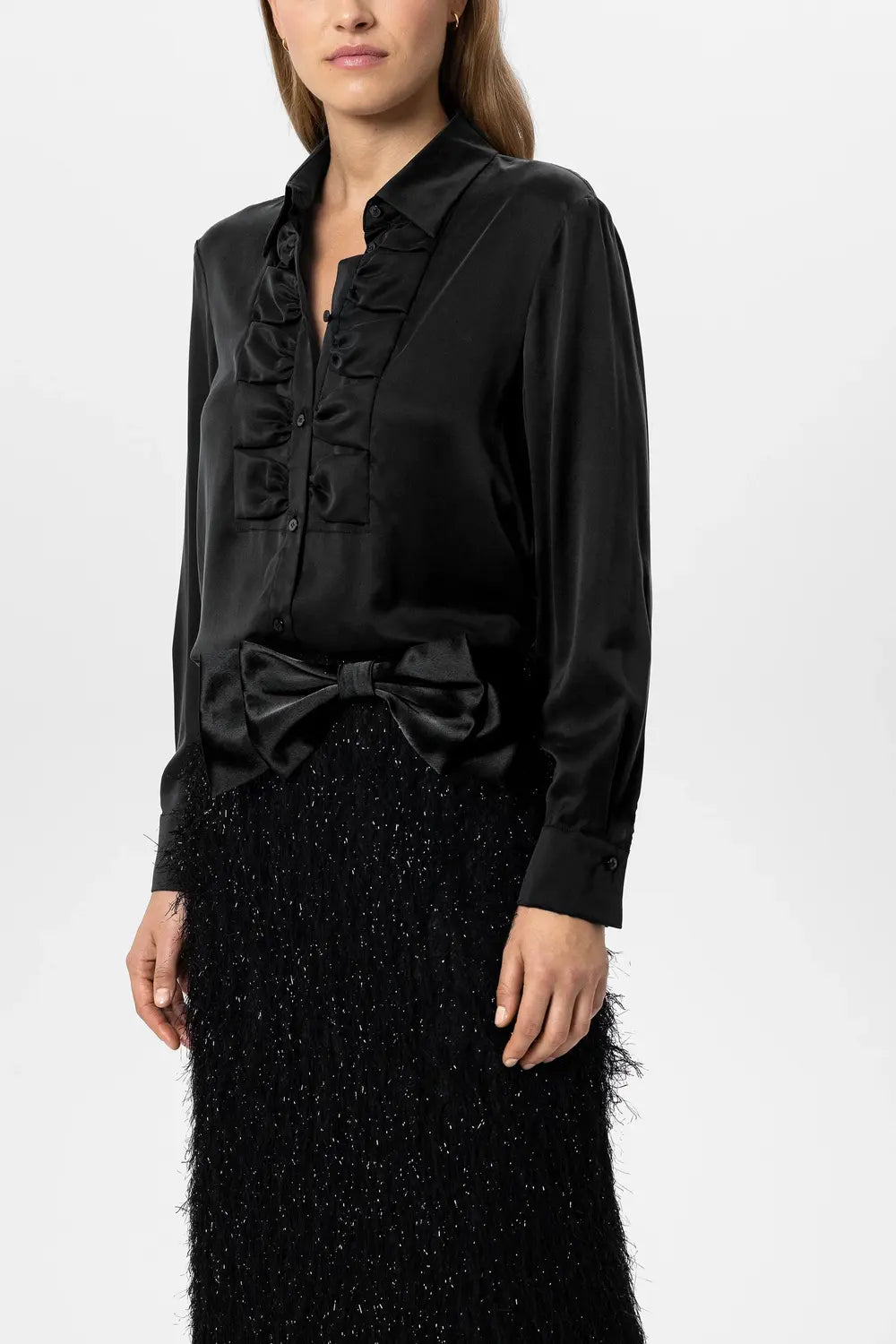 Luisa Cerano Satijnen Strik – Zwart-80% triacetaat, 20% polyester-DAMES ACCESSOIRES-Zwart
