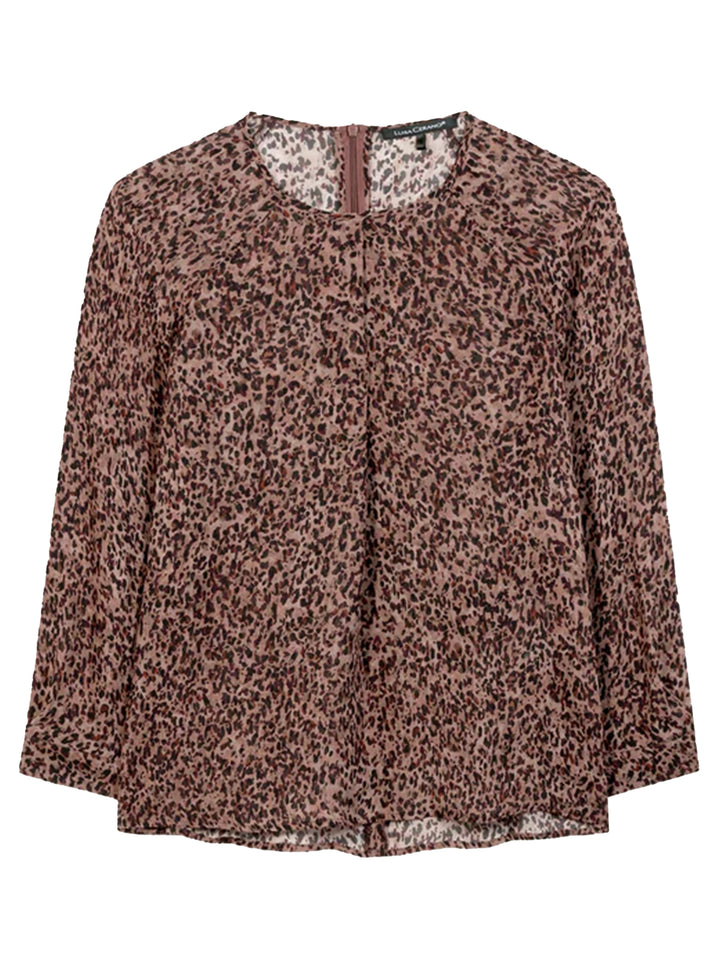 Luisa Cerano Semi-Transparante Blouse – Bruin-100% viscose-DAMES TOPS & BLOUSES-Bruin