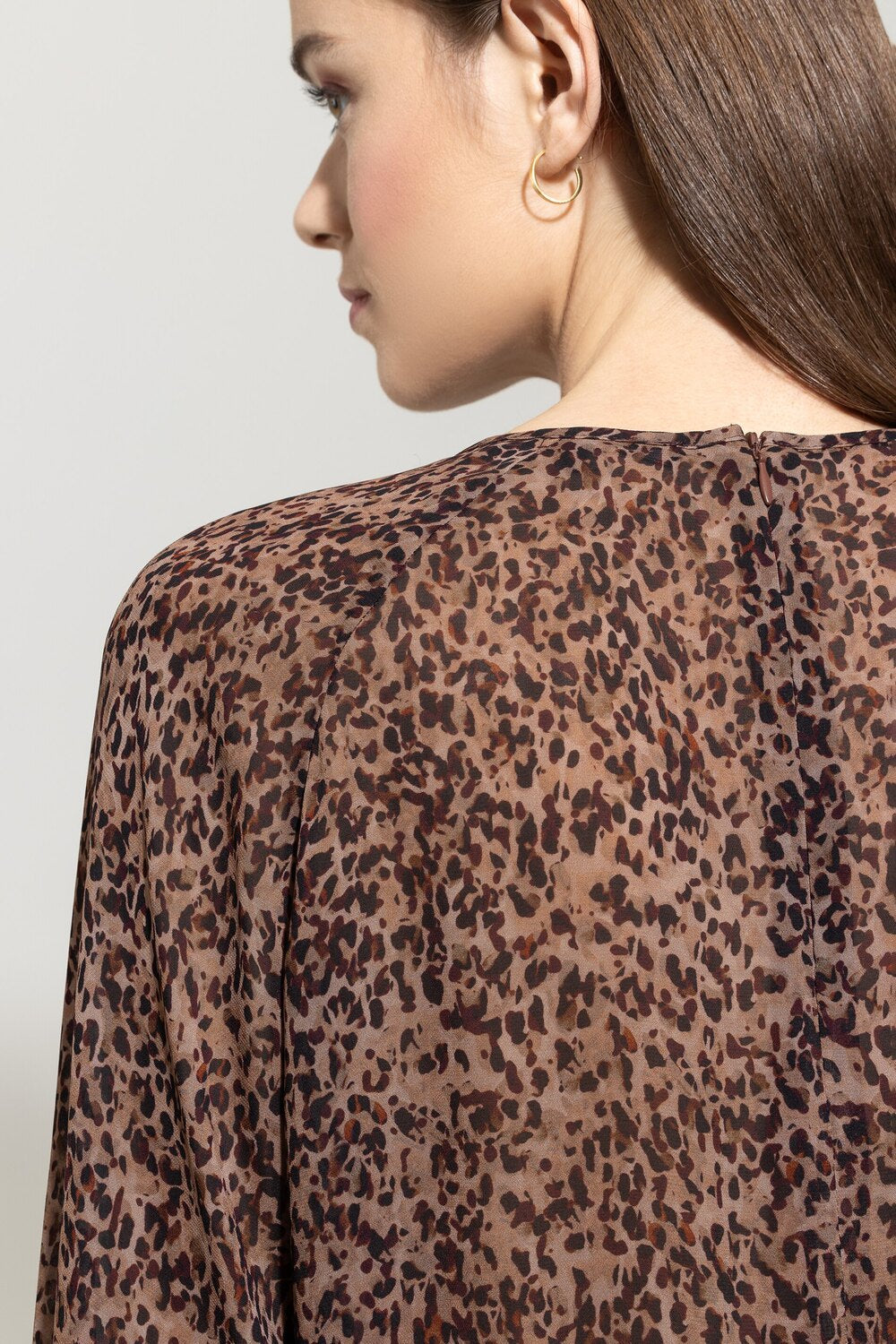 Luisa Cerano Semi-Transparante Blouse – Bruin-100% viscose-DAMES TOPS & BLOUSES-Bruin