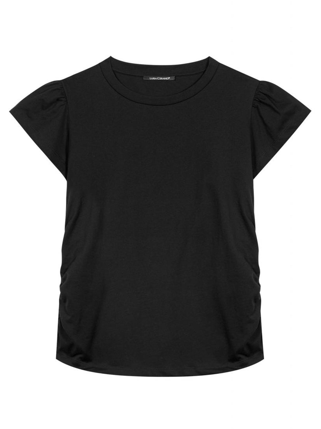 Luisa Cerano shirt met mouwtjes-100% katoen-DAMES TOPS & BLOUSES-Zwart