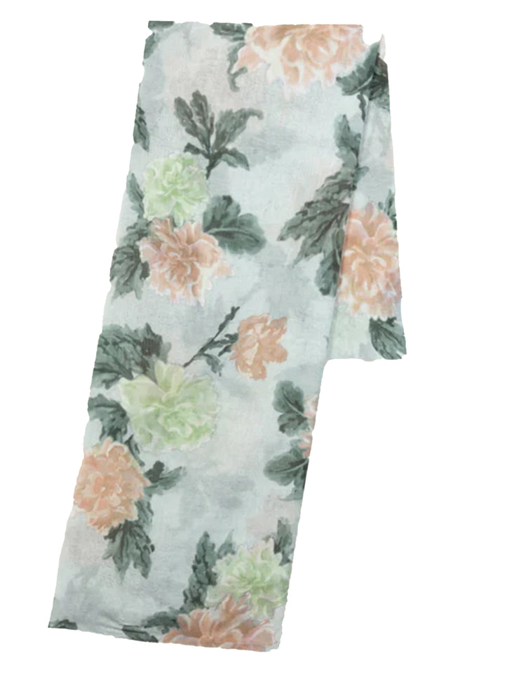 Luisa Cerano Sjaal met Bloemenprint-72% katoen, 28% zijde-DAMES ACCESSOIRES-Groen