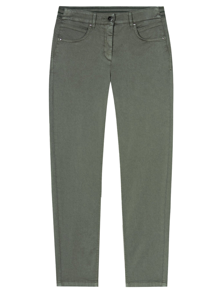 Luisa Cerano Slim Fit Pantalon – Groen-96% katoen, 4% elasthaan-DAMES BROEKEN-Groen