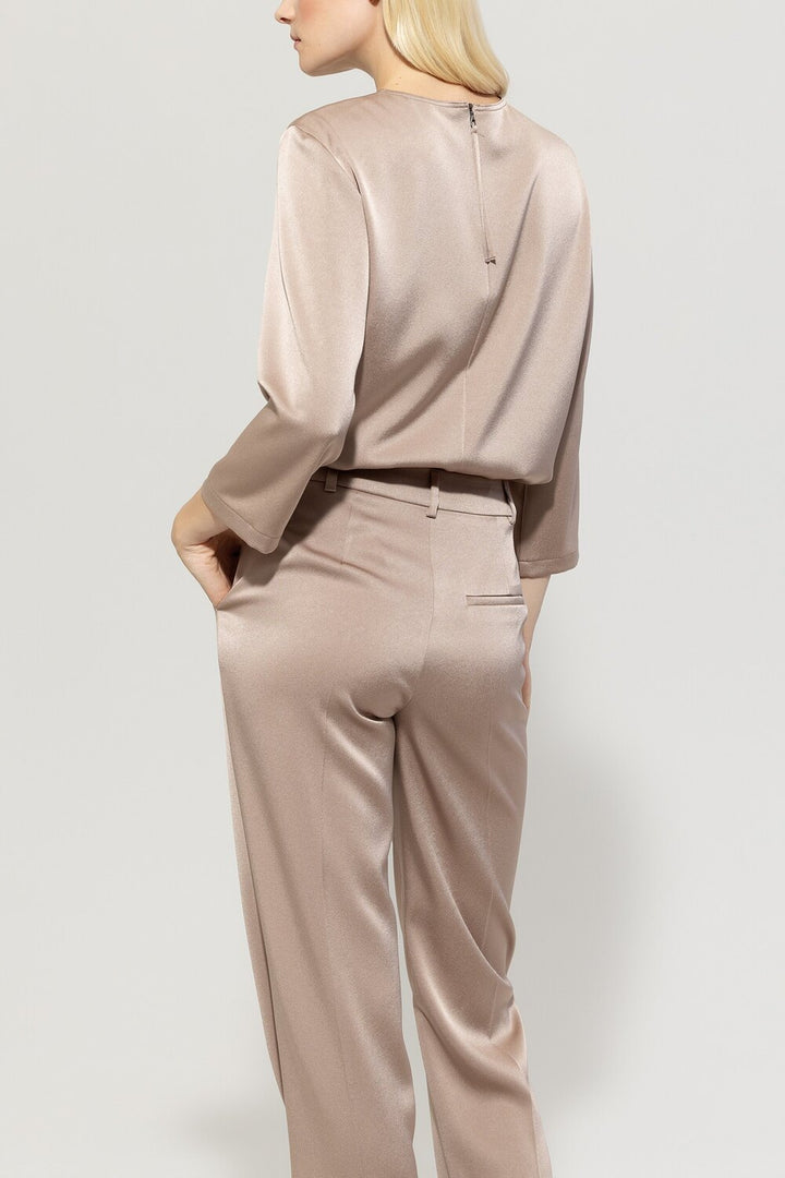 Luisa Cerano soepel vallende satijnen blouse-Buitenstof: 82% triacetaat, 18% polyester<br />-DAMES TOPS & BLOUSES-Bruin