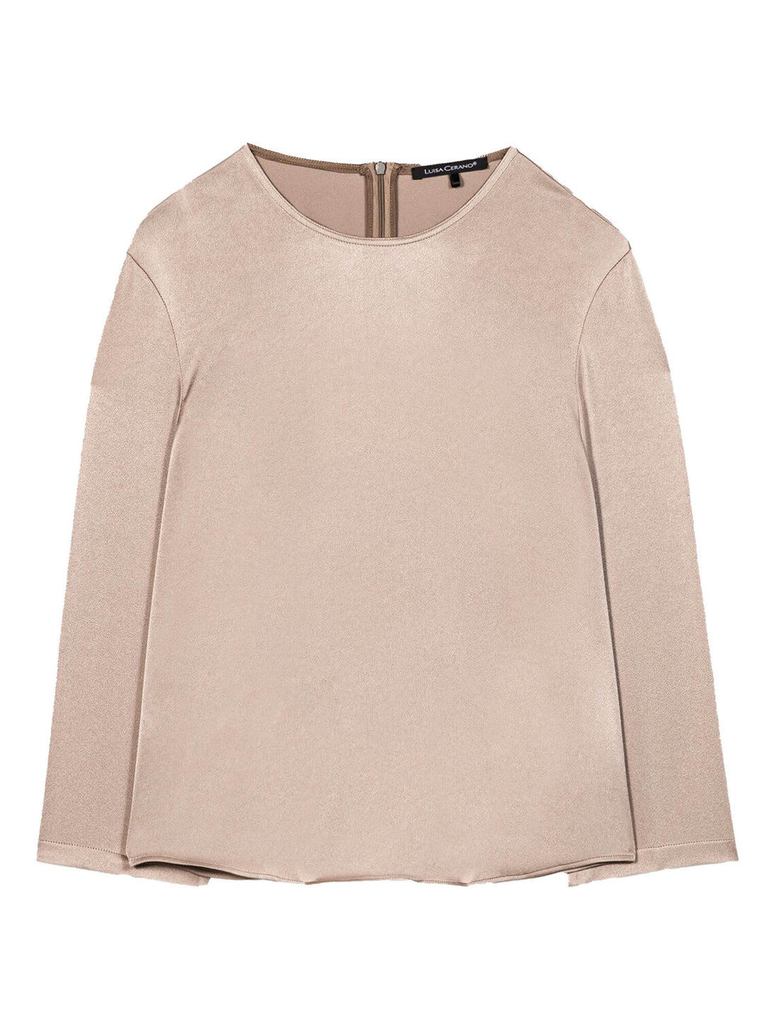 Luisa Cerano soepel vallende satijnen blouse-Buitenstof: 82% triacetaat, 18% polyester<br />-DAMES TOPS & BLOUSES-Bruin