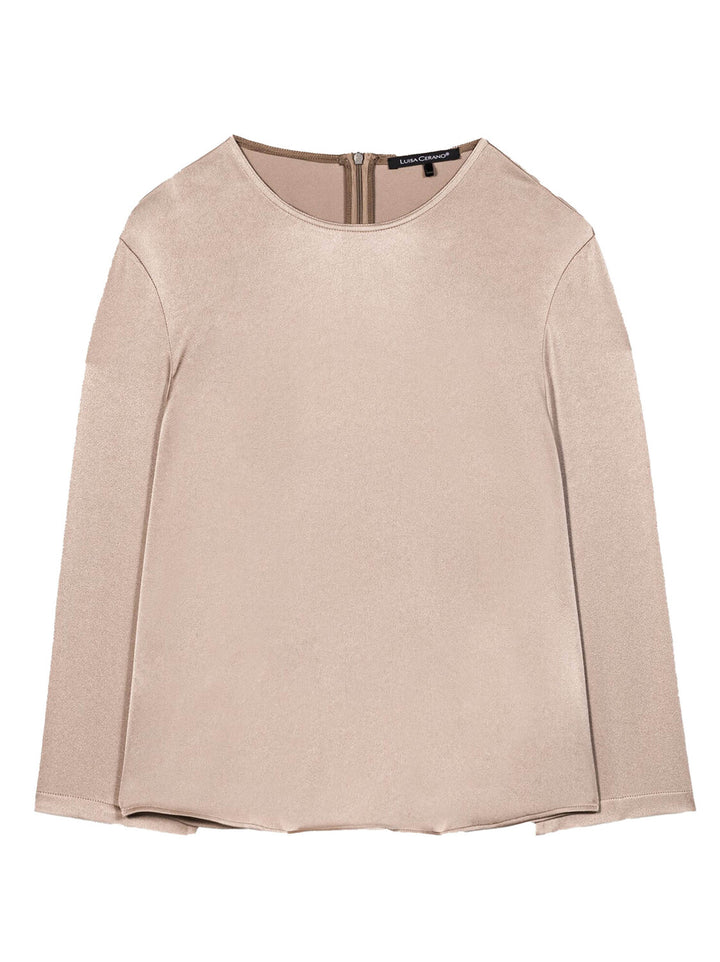 Luisa Cerano soepel vallende satijnen blouse-Buitenstof: 82% triacetaat, 18% polyester<br />-DAMES TOPS & BLOUSES-Bruin