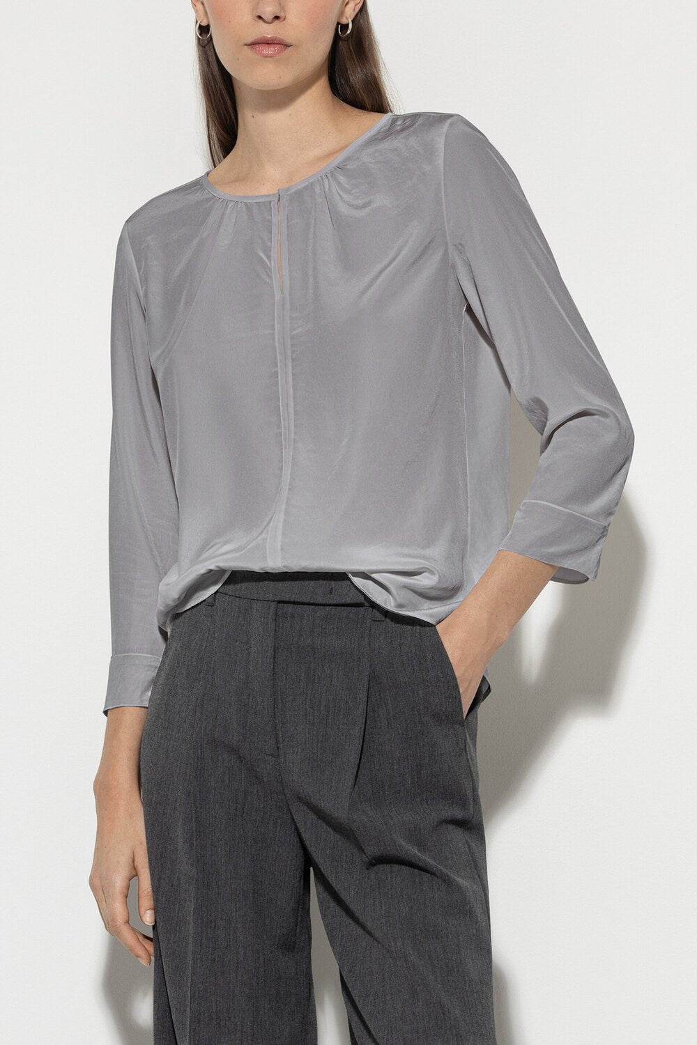 Luisa Cerano soepele blouse-100% Polyester-DAMES TOPS & BLOUSES-Grijs