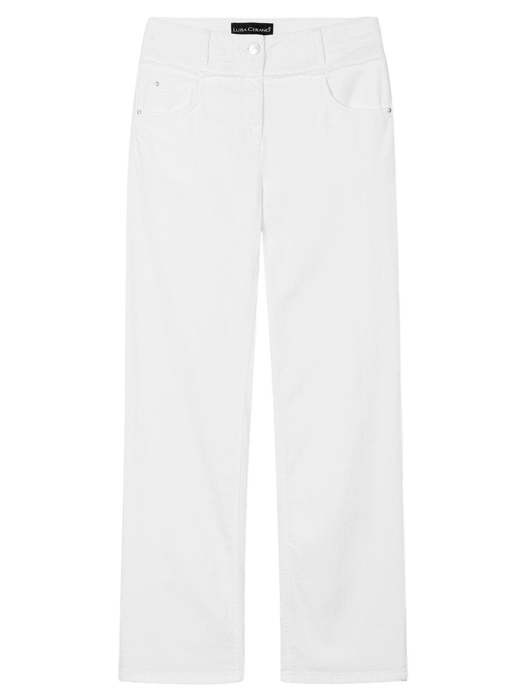 Luisa Cerano Straight denim met dubbele tailleband-65% katoen, 29% tencel, 4% elastisch polyamide, 2% elastaan-DAMES BROE