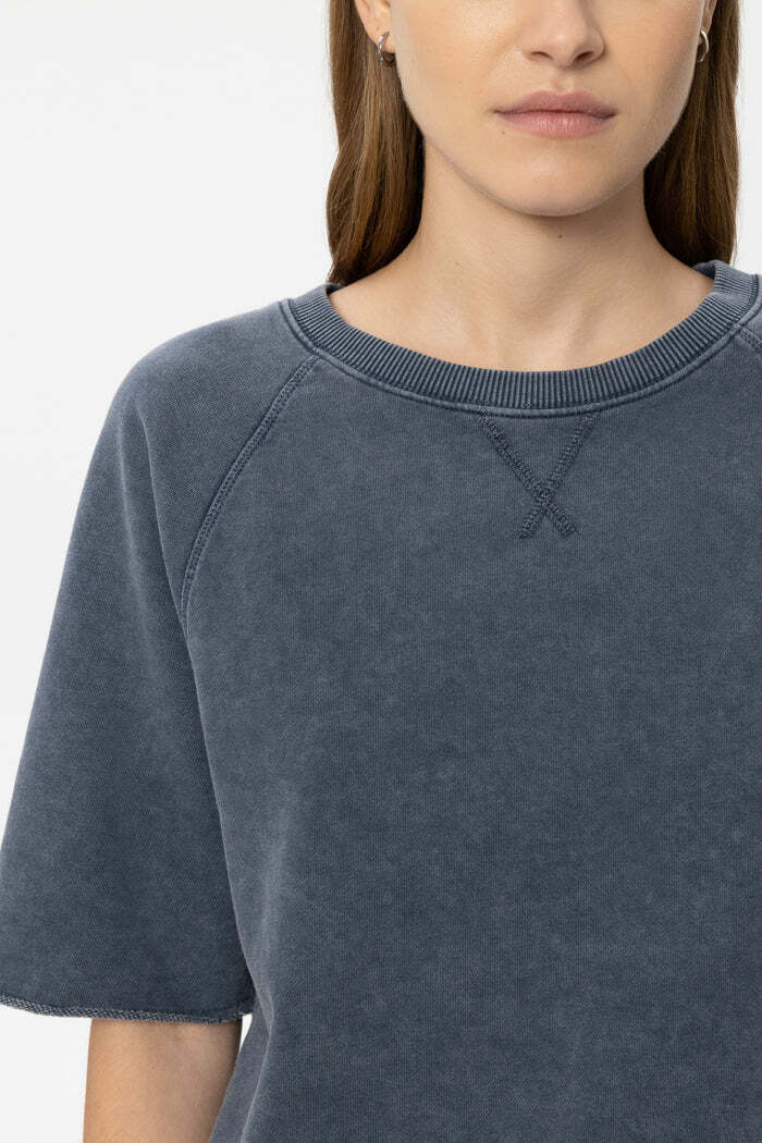 Luisa Cerano sweatshirt met ronde hals – Blauw-100% katoen-DAMES TOPS & BLOUSES-Blauw