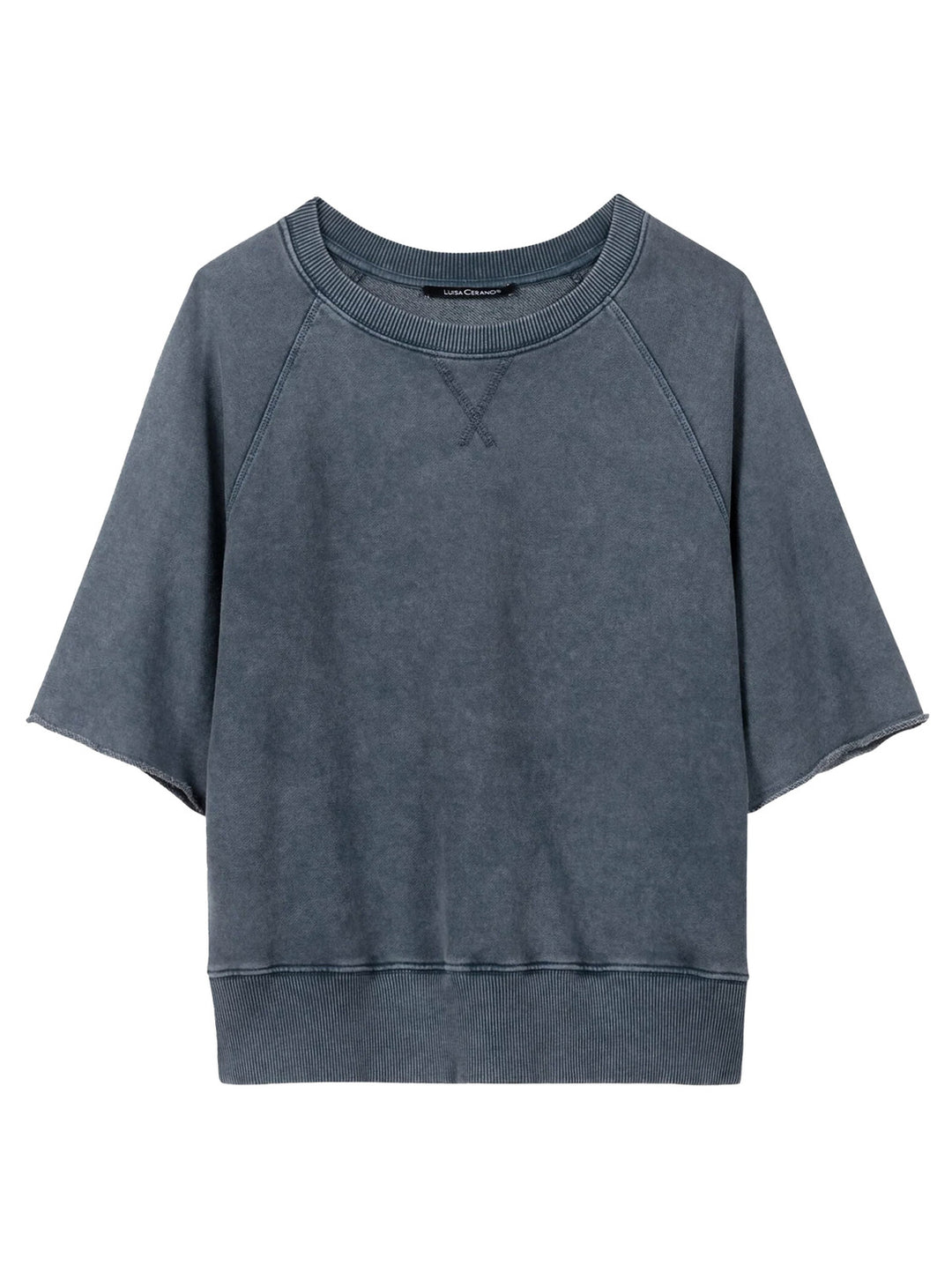 Luisa Cerano sweatshirt met ronde hals – Blauw-100% katoen-DAMES TOPS & BLOUSES-Blauw