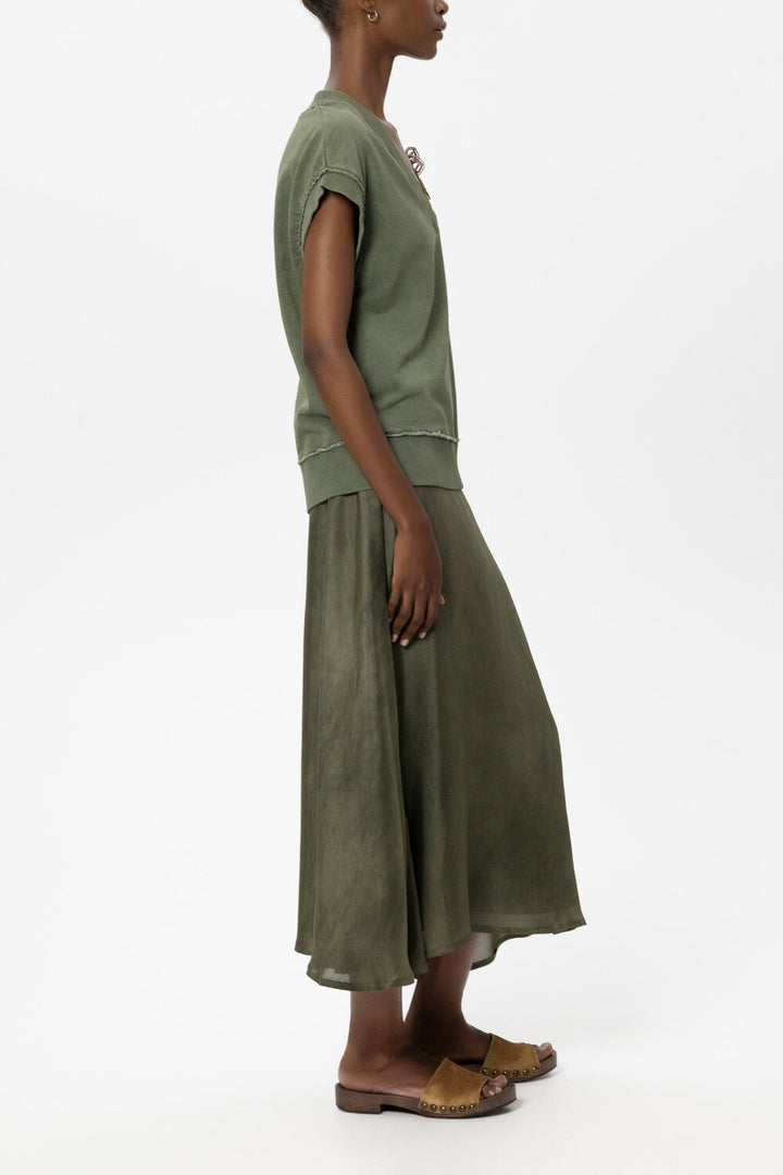 Luisa Cerano sweatshirt met V-hals – Groen-100% katoen-DAMES TRUIEN & VESTEN-Groen