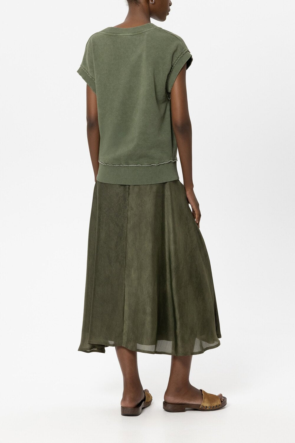 Luisa Cerano sweatshirt met V-hals – Groen-100% katoen-DAMES TRUIEN & VESTEN-Groen