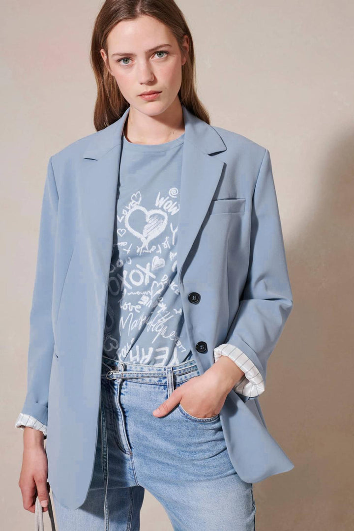 Luisa Cerano T-Shirt-100% katoen-DAMES TOPS & BLOUSES-Blauw