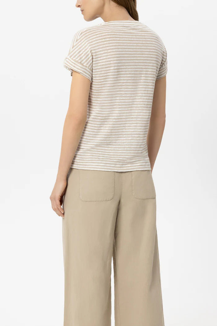 Luisa Cerano T-shirt – Beige-100% linnen-DAMES TOPS & BLOUSES-Beige