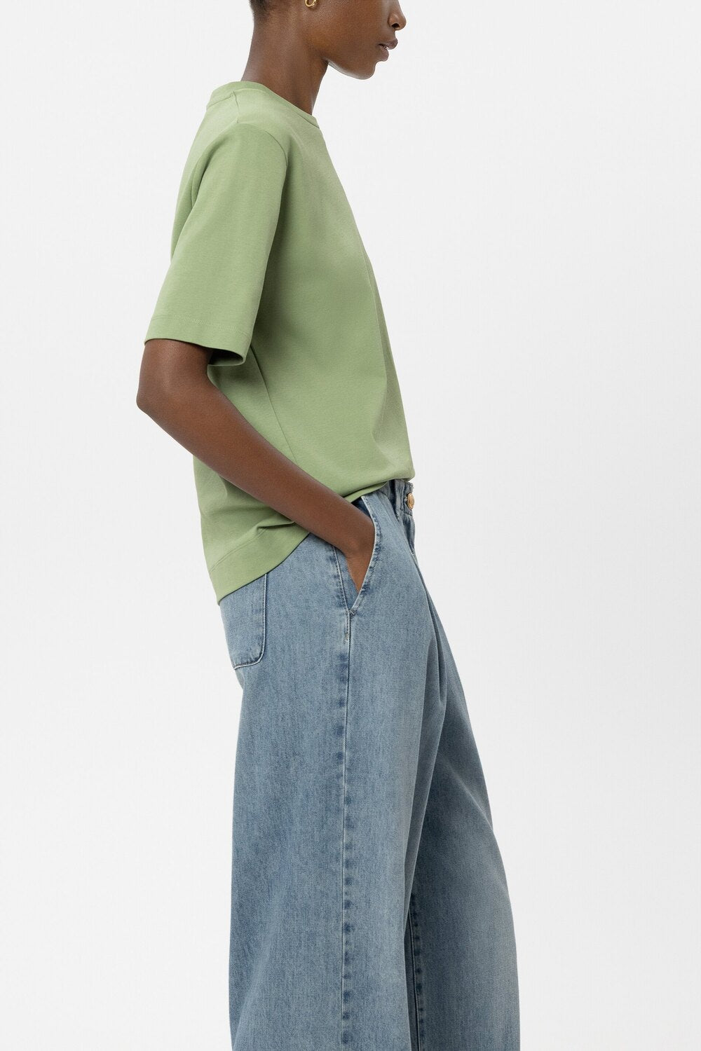 Luisa Cerano T-shirt – Groen-100% katoen-DAMES TOPS & BLOUSES-Groen