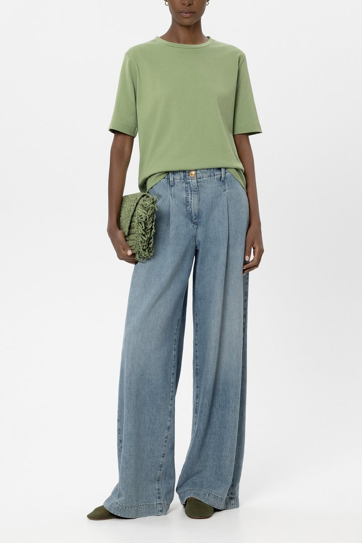 Luisa Cerano T-shirt – Groen-100% katoen-DAMES TOPS & BLOUSES-Groen