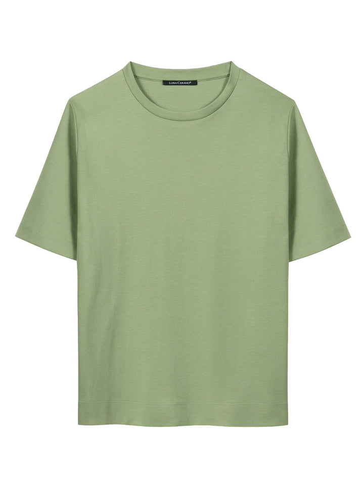 Luisa Cerano T-shirt – Groen-100% katoen-DAMES TOPS & BLOUSES-Groen