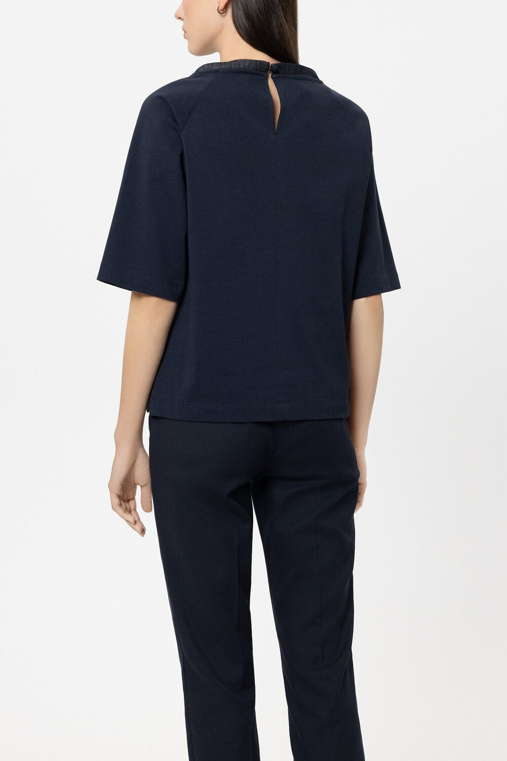 Luisa Cerano T‑Shirt Korte Mouw – Blauw-100% katoen-DAMES TOPS & BLOUSES-Blauw