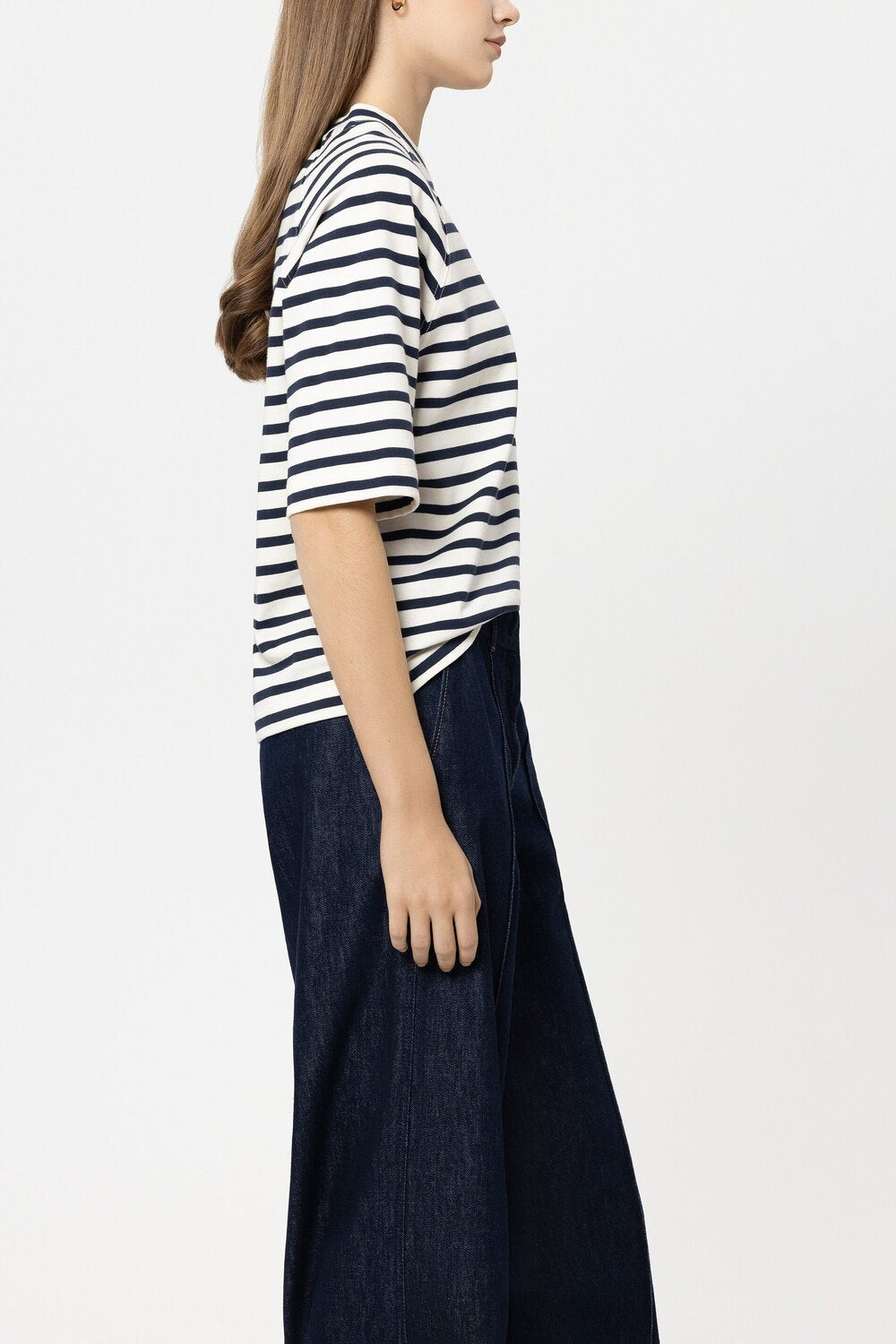 Luisa Cerano T-Shirt Korte Mouw – Blauw-100% katoen-DAMES TOPS & BLOUSES-Blauw