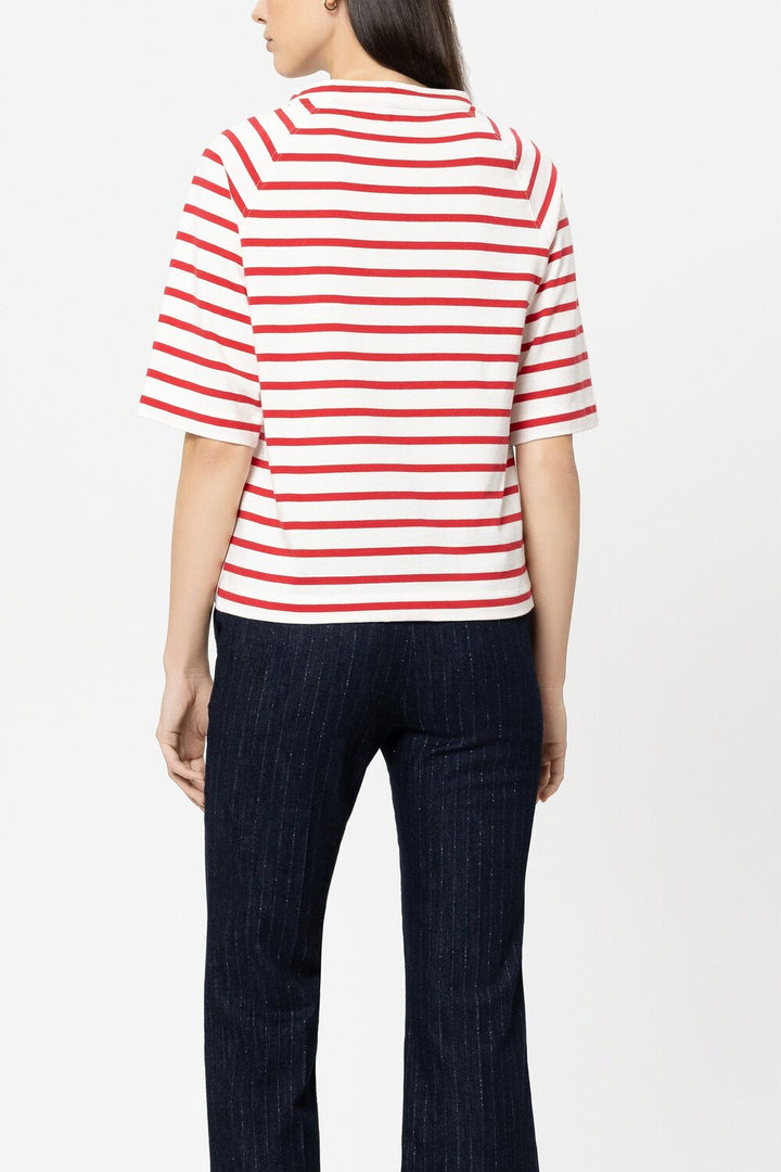 Luisa Cerano T-Shirt Korte Mouw – Rood-100% katoen-DAMES TOPS & BLOUSES-Rood