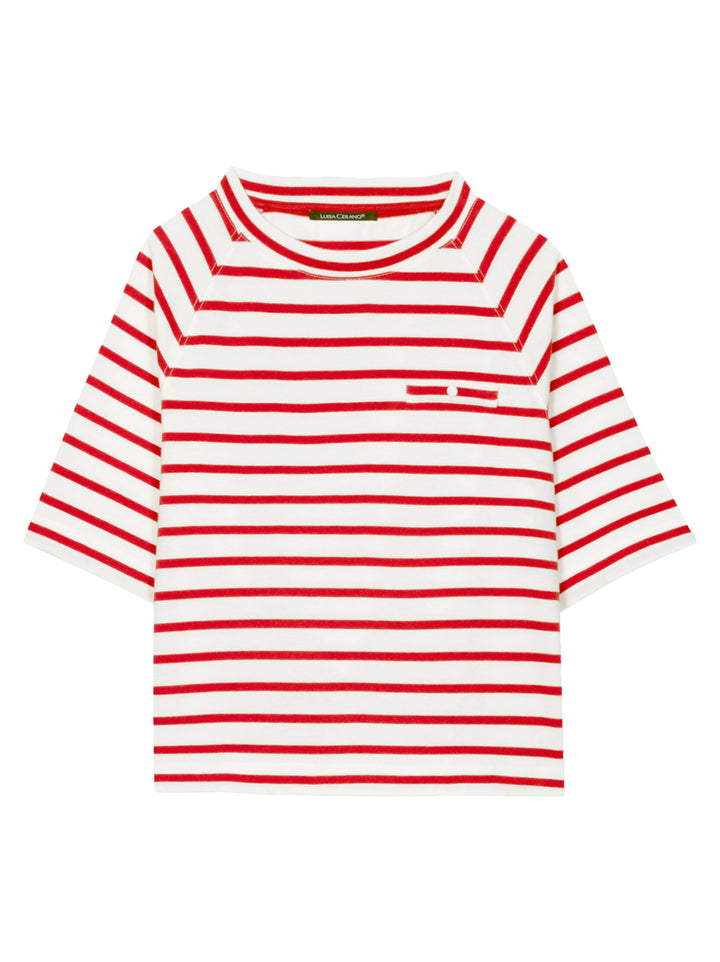 Luisa Cerano T-Shirt Korte Mouw – Rood-100% katoen-DAMES TOPS & BLOUSES-Rood