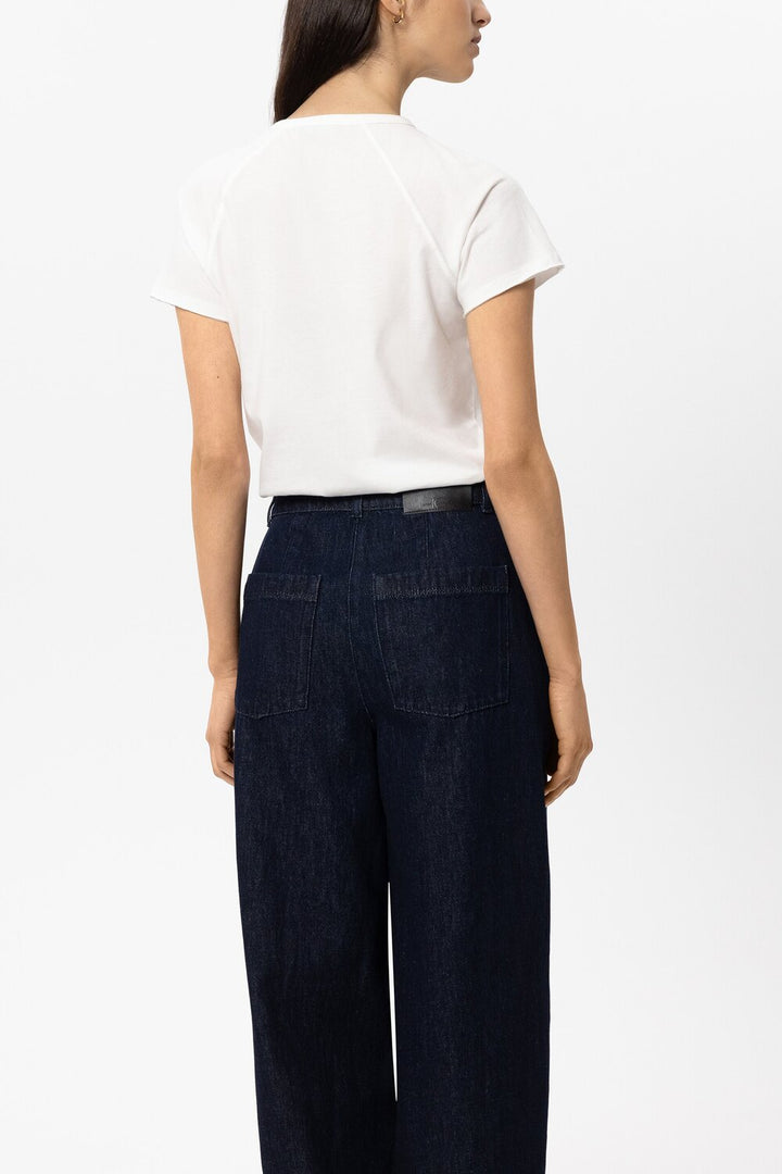 Luisa Cerano T-shirt met sierstenen – Wit-100% katoen-DAMES TOPS & BLOUSES-Wit
