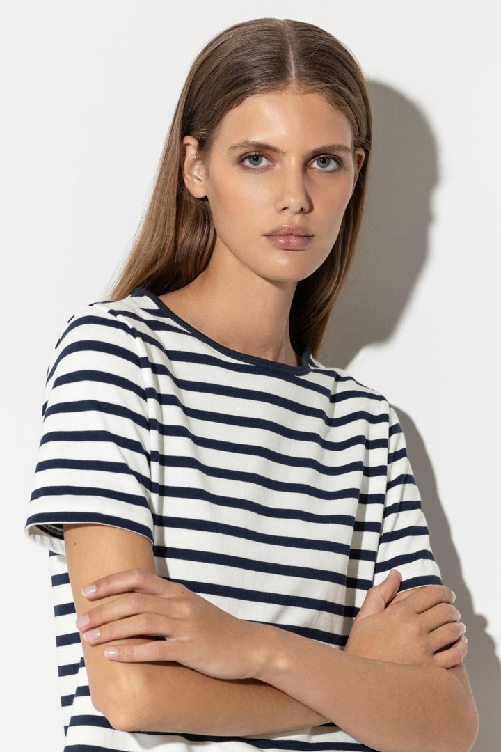 Luisa Cerano t-shirt streep-100% katoen-DAMES TOPS & BLOUSES-Blauw