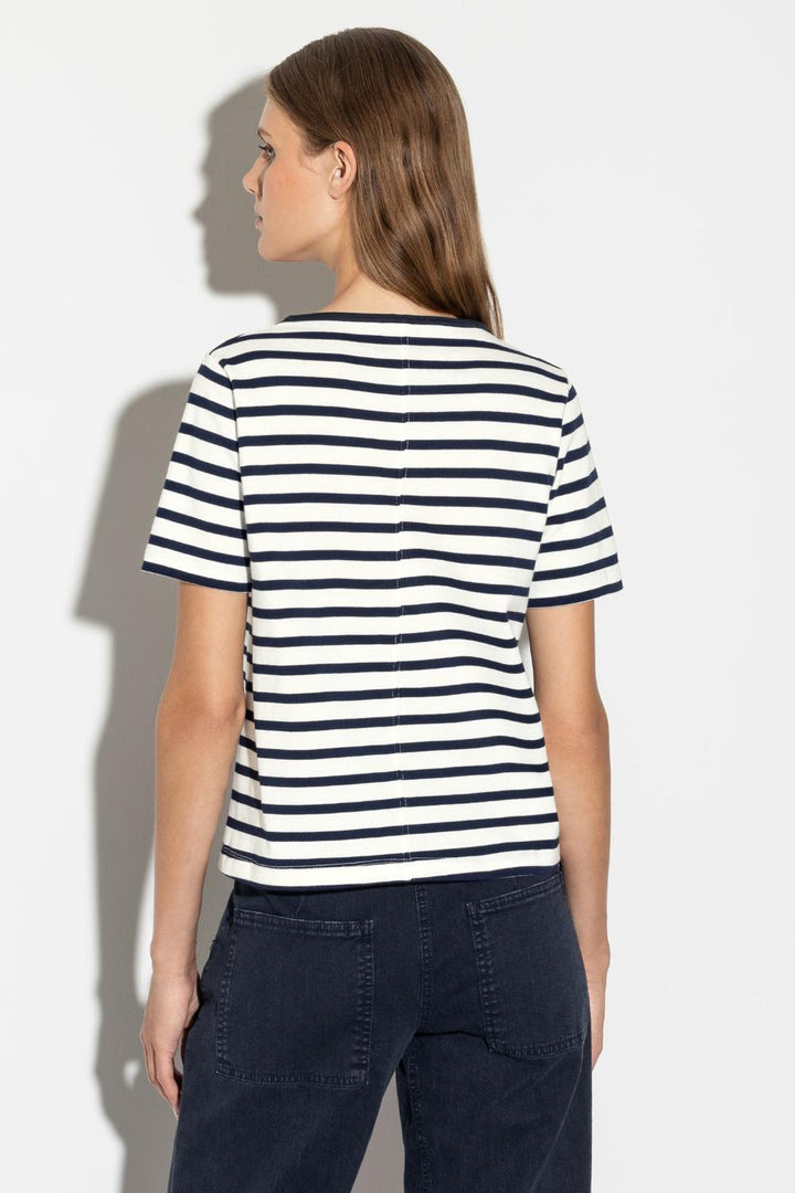 Luisa Cerano t-shirt streep-100% katoen-DAMES TOPS & BLOUSES-Blauw