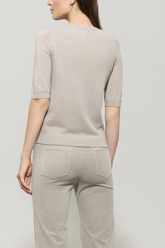 Luisa Cerano Top – Beige-43% viscose, 42% polyamide, 15% wool-DAMES TOPS & BLOUSES-Beige