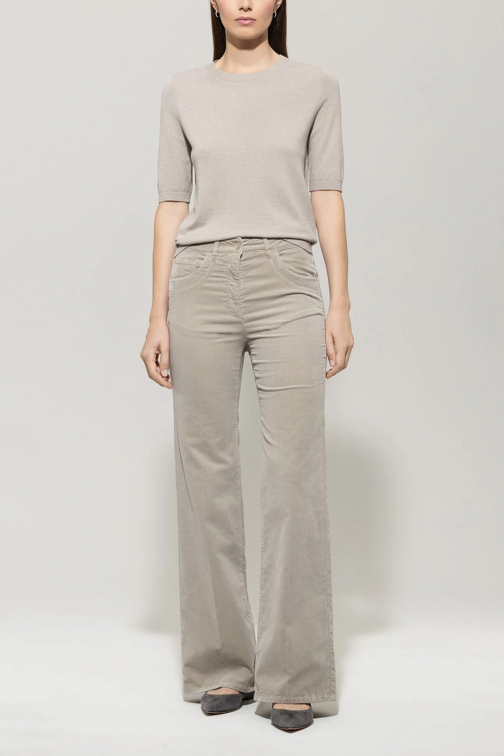 Luisa Cerano Top – Beige-43% viscose, 42% polyamide, 15% wool-DAMES TOPS & BLOUSES-Beige